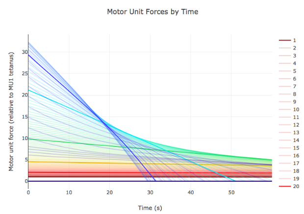 Graph of motor unit force output by time